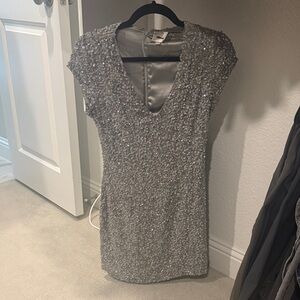 Parker Silver Sequin Mini Dress